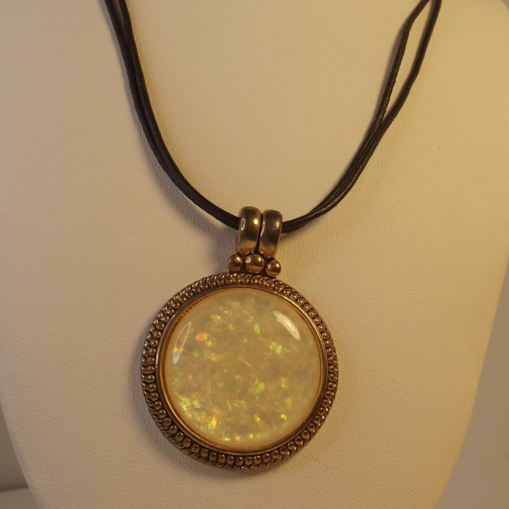 Kenneth Cole Opal Tone Round Pendant Necklace